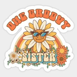 One groovy sister Retro gift for sister Vintage floral pattern Sticker